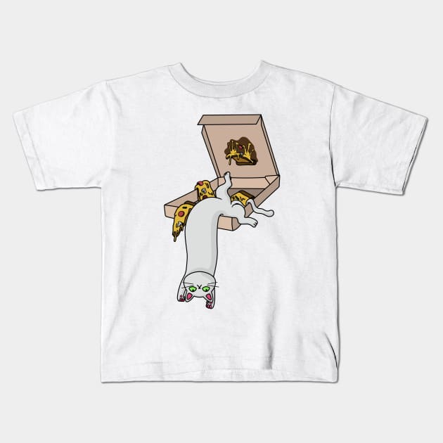 Stretchy Pizza Cat Kids T-Shirt by kurokitsune